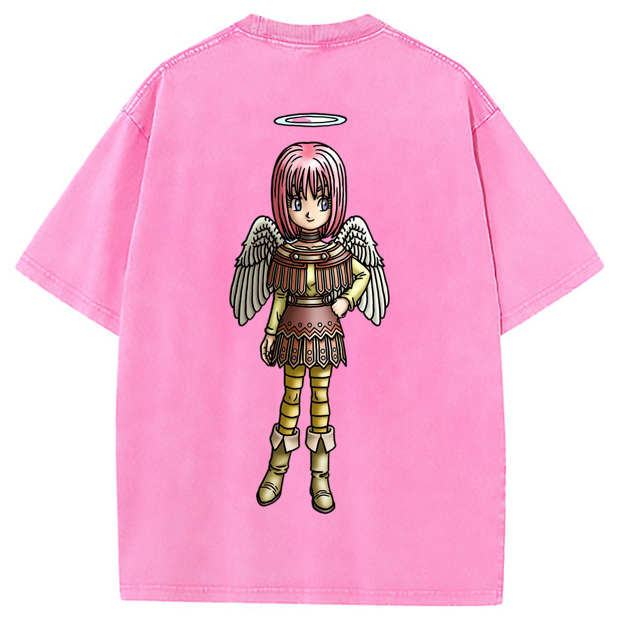 （画像用） ドラゴンクエスト Doragon Kuesuto Dragon Quest 綿100% ヴィンテージ風 半袖Tシャツ（背面プリント）